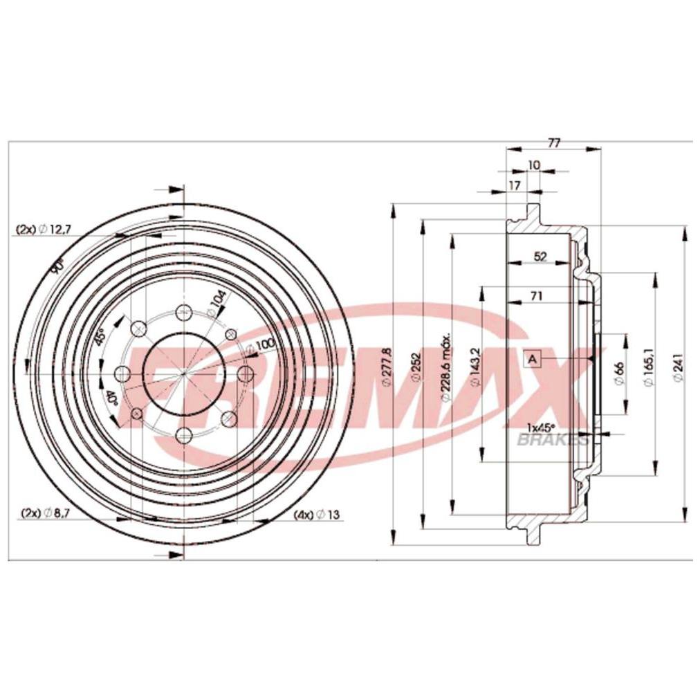 Tambor de Freio Traseiro 1 Unidade - Fremax - BD0511 - (1)