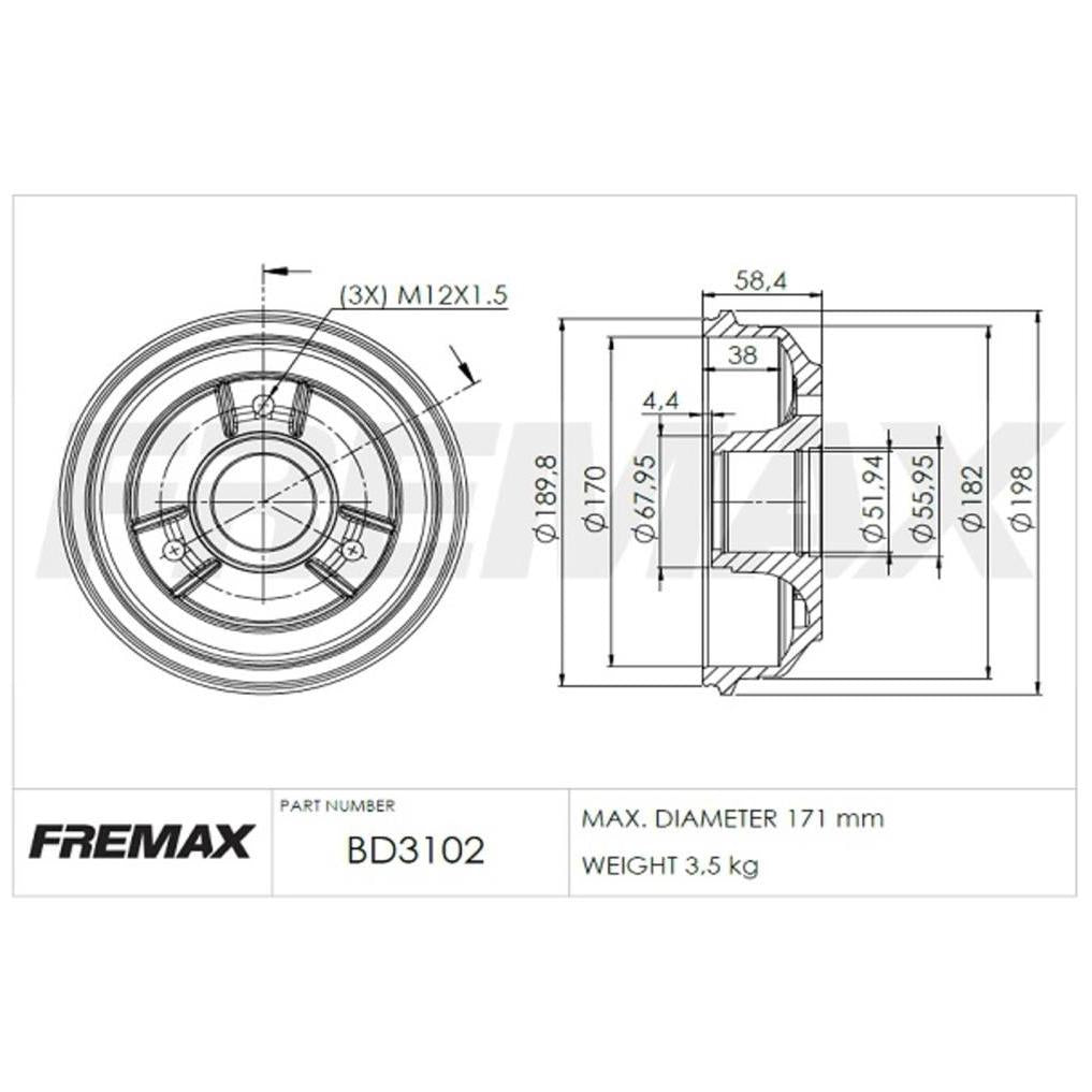 Par Tambor Freio Traseiro - Fremax - BD3102 - (2)