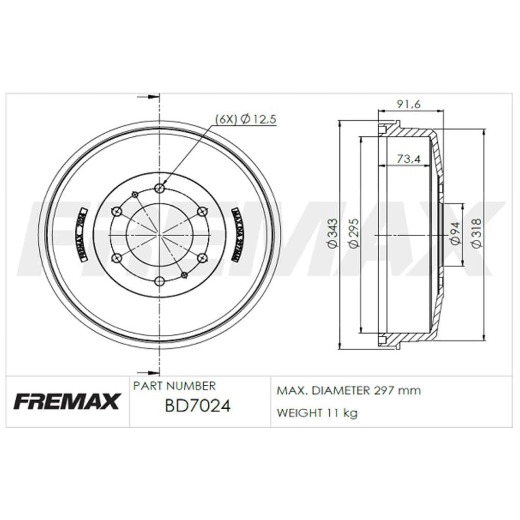 Tambor de Freio Traseiro 1 Unidade - Fremax - BD7024 - (1)
