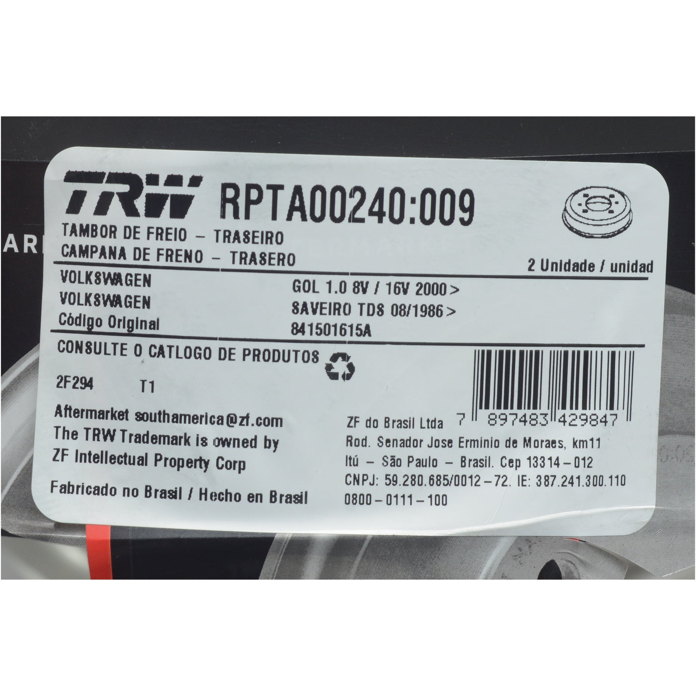 Par Tambor Freio - TRW - RPTA00240 - (3)